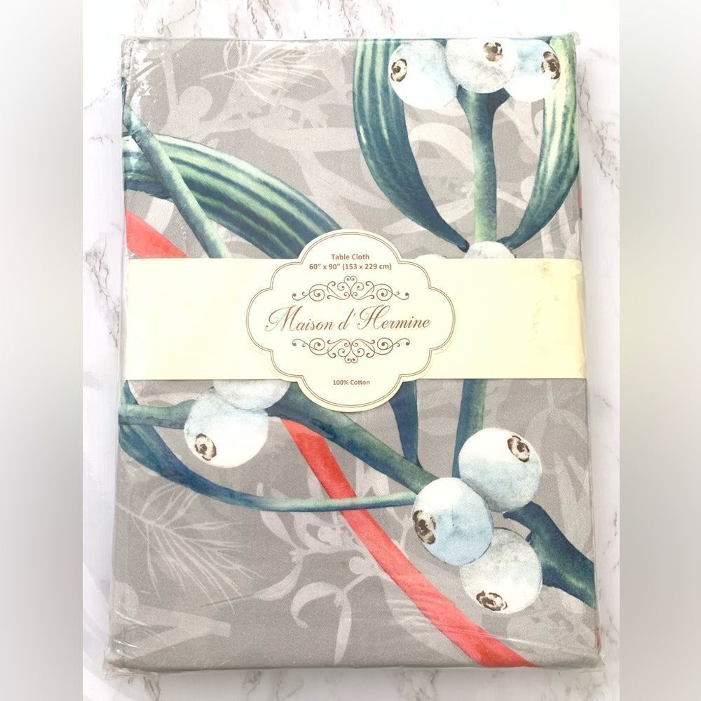 Table Cloth 100% Cotton 60 Inch x 90 Inch Decorative Washable Rectangle Tableclo